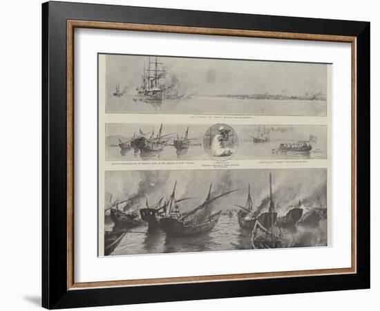 The Disturbance Off Bahrein in the Persian Gulf, the Bombardment of the Pirate Dhows-Joseph Nash-Framed Giclee Print
