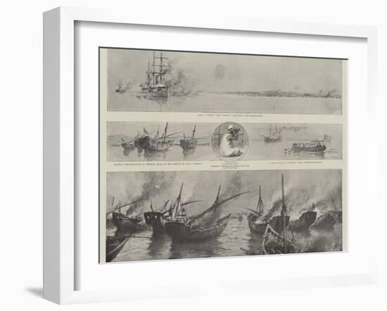 The Disturbance Off Bahrein in the Persian Gulf, the Bombardment of the Pirate Dhows-Joseph Nash-Framed Giclee Print