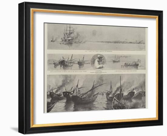 The Disturbance Off Bahrein in the Persian Gulf, the Bombardment of the Pirate Dhows-Joseph Nash-Framed Giclee Print