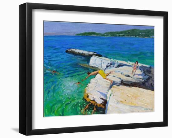 The Diver, Plates Rock, Skiathos, Greece, 2015-Andrew Macara-Framed Giclee Print