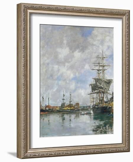 The Dock of Deauville, 1891 (Oil on Panel)-Eugene Louis Boudin-Framed Giclee Print