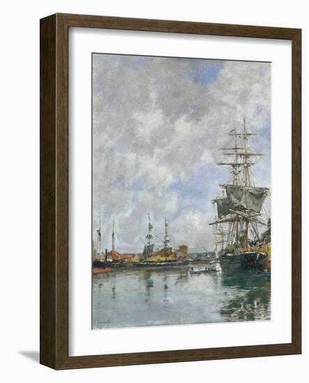 The Dock of Deauville, 1891 (Oil on Panel)-Eugene Louis Boudin-Framed Giclee Print