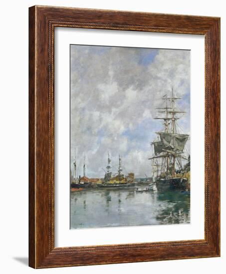 The Dock of Deauville, 1891 (Oil on Panel)-Eugene Louis Boudin-Framed Giclee Print