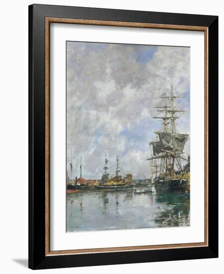 The Dock of Deauville, 1891 (Oil on Panel)-Eugene Louis Boudin-Framed Giclee Print