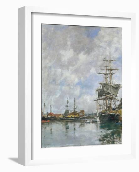 The Dock of Deauville, 1891 (Oil on Panel)-Eugene Louis Boudin-Framed Giclee Print