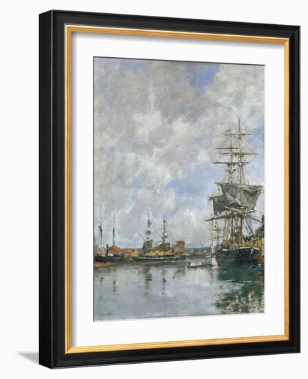 The Dock of Deauville, 1891 (Oil on Panel)-Eugene Louis Boudin-Framed Giclee Print