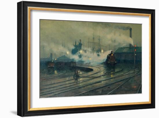 The Docks at Cardiff-Lionel Walden-Framed Giclee Print