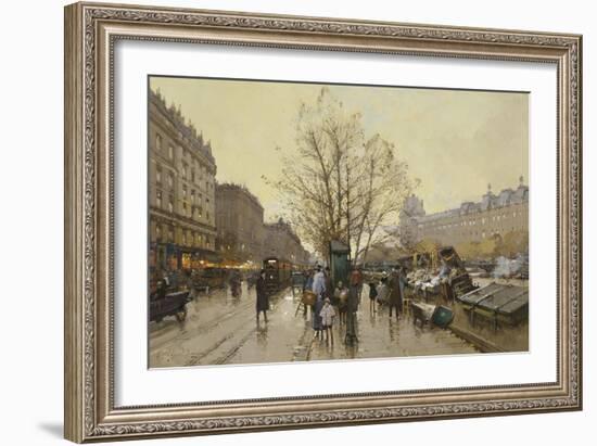 The Docks of Paris; Les Quais a Paris-Eugene Galien-Laloue-Framed Giclee Print