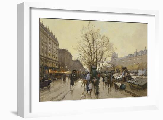 The Docks of Paris; Les Quais a Paris-Eugene Galien-Laloue-Framed Giclee Print