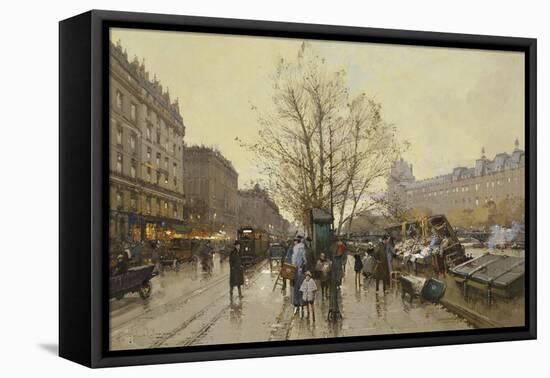 The Docks of Paris; Les Quais a Paris-Eugene Galien-Laloue-Framed Premier Image Canvas