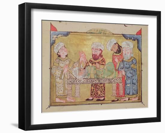 The Doctor's Visit to His Patient, Scene from "The Maqamat" by Al-Hariri-null-Framed Giclee Print