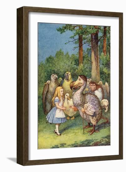 The Dodo Presents Alice with a Thimble (Colour Engraving)-John Tenniel-Framed Giclee Print