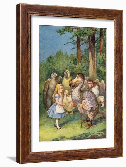 The Dodo Presents Alice with a Thimble (Colour Engraving)-John Tenniel-Framed Giclee Print