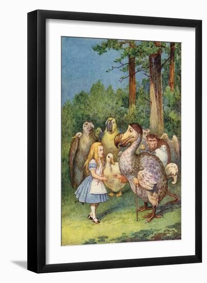 The Dodo Presents Alice with a Thimble (Colour Engraving)-John Tenniel-Framed Giclee Print