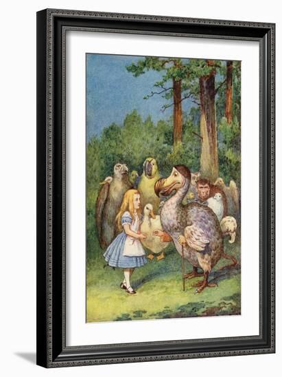 The Dodo Presents Alice with a Thimble (Colour Engraving)-John Tenniel-Framed Giclee Print