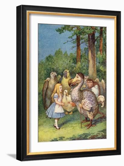 The Dodo Presents Alice with a Thimble (Colour Engraving)-John Tenniel-Framed Giclee Print