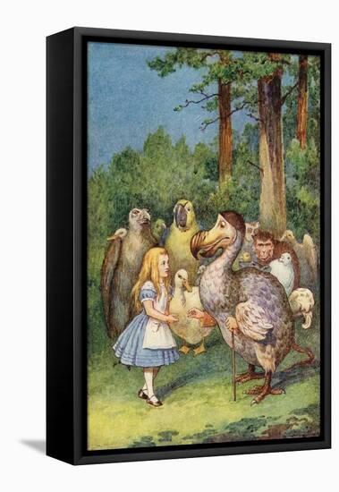 The Dodo Presents Alice with a Thimble (Colour Engraving)-John Tenniel-Framed Premier Image Canvas