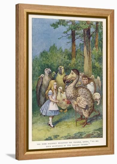 The Dodo Solemnly Presented the Thimble Saying "We Beg Your Acceptance of This Elegant Thimble"-John Tenniel-Framed Premier Image Canvas