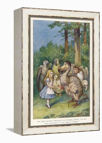 The Dodo Solemnly Presented the Thimble Saying "We Beg Your Acceptance of This Elegant Thimble"-John Tenniel-Framed Premier Image Canvas