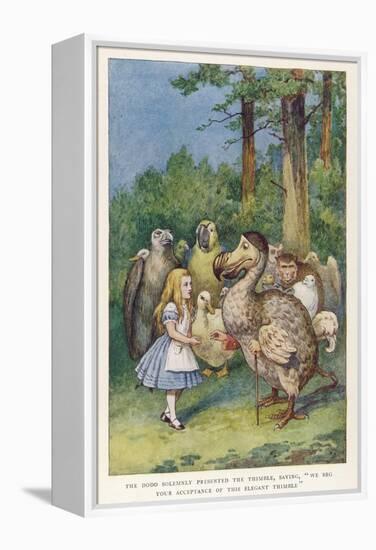 The Dodo Solemnly Presented the Thimble Saying "We Beg Your Acceptance of This Elegant Thimble"-John Tenniel-Framed Premier Image Canvas