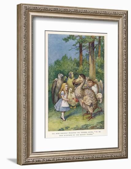 The Dodo Solemnly Presented the Thimble Saying "We Beg Your Acceptance of This Elegant Thimble"-John Tenniel-Framed Photographic Print