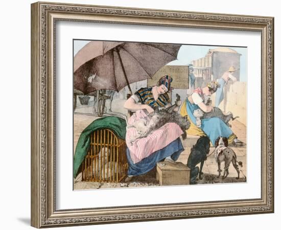 The Dog Groomers, 1820-John James Chalon-Framed Giclee Print