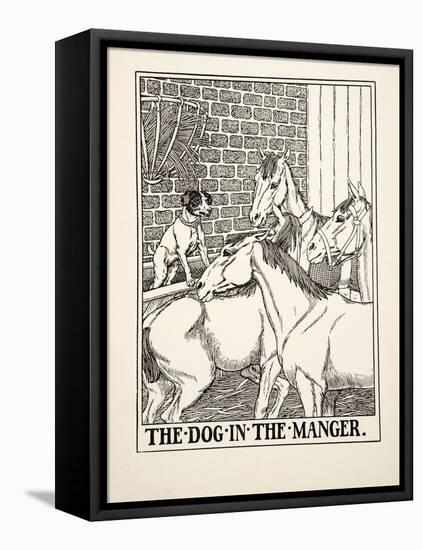 The Dog in the Manger, from A Hundred Fables of Aesop, Pub.1903 (Engraving)-Percy James Billinghurst-Framed Premier Image Canvas