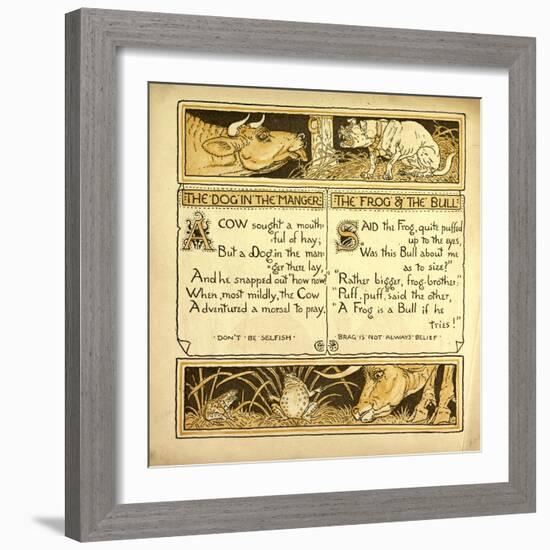 The Dog in the Manger the Frog and the Bull-null-Framed Giclee Print