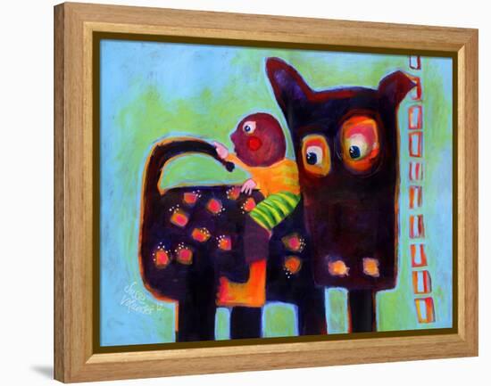 The Dog Sees It’s Tail-Susse Volander-Framed Stretched Canvas