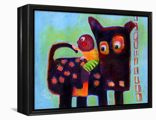 The Dog Sees It’s Tail-Susse Volander-Framed Stretched Canvas