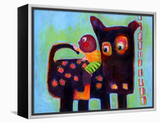 The Dog Sees It’s Tail-Susse Volander-Framed Stretched Canvas