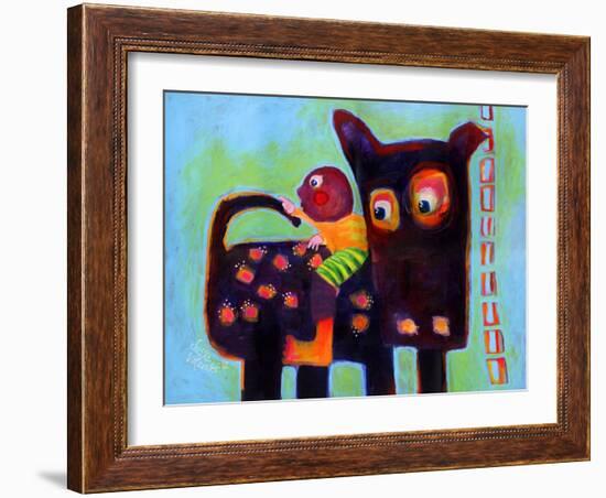 The Dog Sees It’s Tail-Susse Volander-Framed Art Print