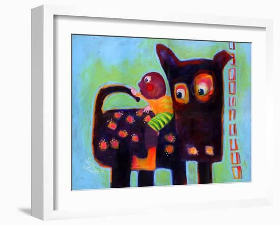 The Dog Sees It’s Tail-Susse Volander-Framed Art Print