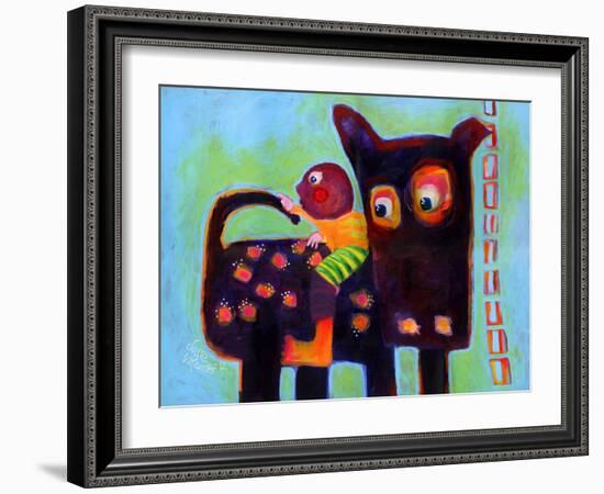 The Dog Sees It’s Tail-Susse Volander-Framed Art Print