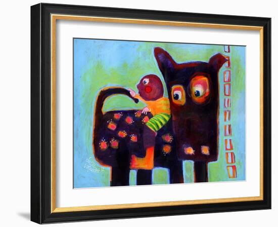 The Dog Sees It’s Tail-Susse Volander-Framed Art Print