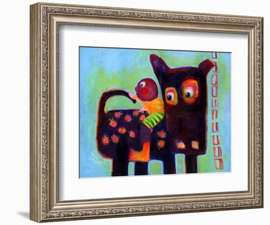 The Dog Sees It’s Tail-Susse Volander-Framed Art Print