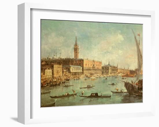 The Doge's Palace and the Molo from the Basin of San Marco, Venice, C.1770-Francesco Guardi-Framed Giclee Print