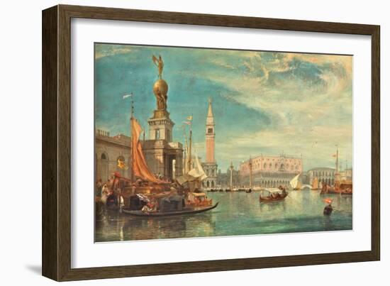 The Doge's Palace, Venice, from the Grand Canal, 1862 (Oil on Board)-James Holland-Framed Giclee Print