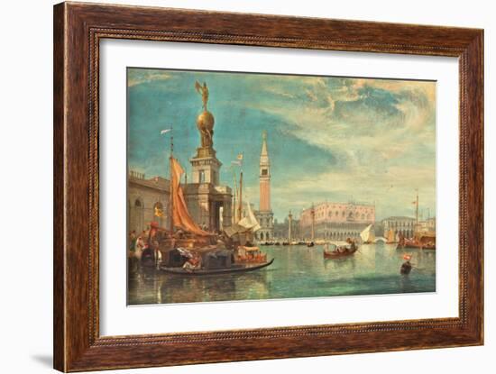 The Doge's Palace, Venice, from the Grand Canal, 1862 (Oil on Board)-James Holland-Framed Giclee Print