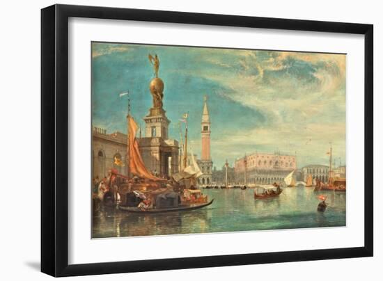 The Doge's Palace, Venice, from the Grand Canal, 1862 (Oil on Board)-James Holland-Framed Giclee Print