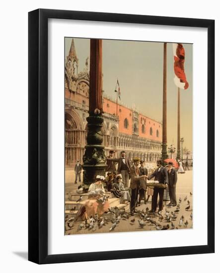 The Doges' Palace and the Columns of St. Mark'S, Venice, Italy, C.1890-C.1900-null-Framed Giclee Print