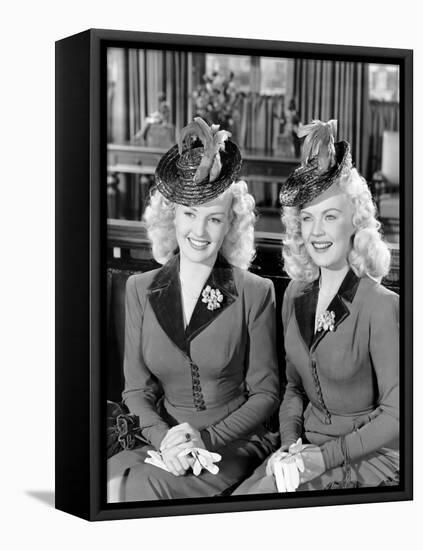 The Dolly Sisters, from Left, Betty Grable, June Haver, 1945-null-Framed Stretched Canvas