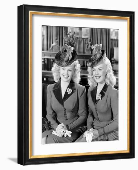 The Dolly Sisters, from Left, Betty Grable, June Haver, 1945-null-Framed Photo