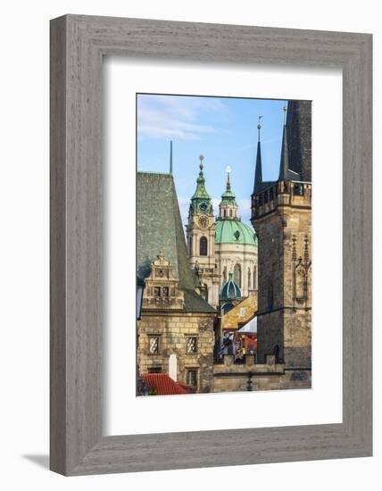 The dome and bell tower of the baroque church of St. Nicholas. Prague, Capital city of Czech-Tom Haseltine-Framed Photographic Print