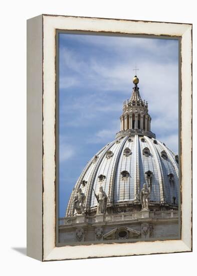 The domed roof of St Peter's Basilica, Vatican City, Rome, Italy.-David Clapp-Framed Stretched Canvas