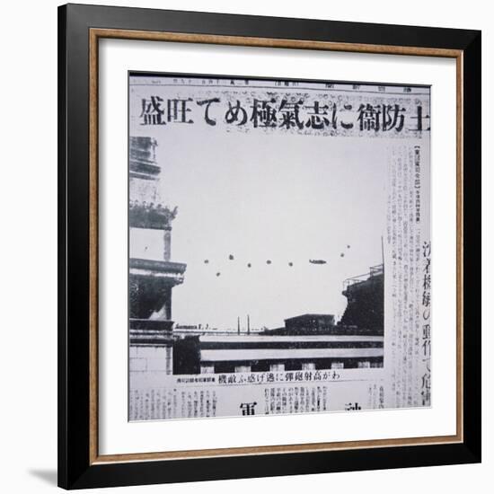 The Doolittle Raid on Tokyo 18th April 1942: a B-25 over the Rooftops of Tokyo Amid Aa Gunfire,…-Japanese Photographer-Framed Giclee Print