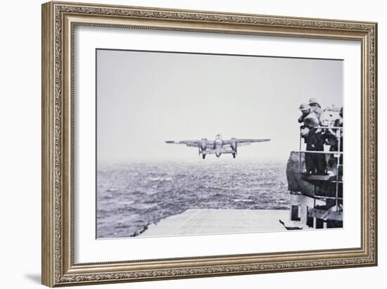 The Doolittle Raid on Tokyo 18th April 1942: One of 16 B-25 Bombers Leaves the Deck of USS Hornet-American Photographer-Framed Photographic Print