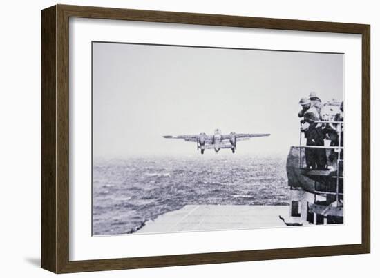 The Doolittle Raid on Tokyo 18th April 1942: One of 16 B-25 Bombers Leaves the Deck of USS Hornet-American Photographer-Framed Photographic Print