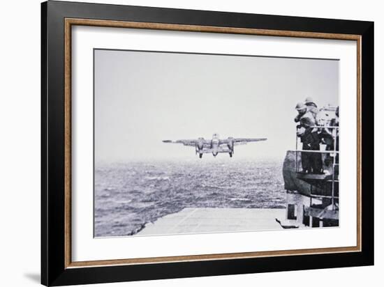 The Doolittle Raid on Tokyo 18th April 1942: One of 16 B-25 Bombers Leaves the Deck of USS Hornet-American Photographer-Framed Photographic Print