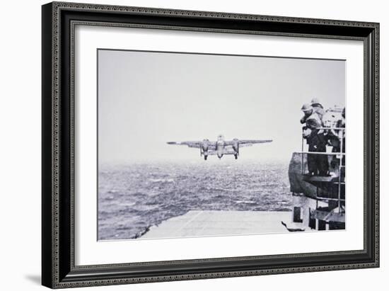 The Doolittle Raid on Tokyo 18th April 1942: One of 16 B-25 Bombers Leaves the Deck of USS Hornet-American Photographer-Framed Photographic Print